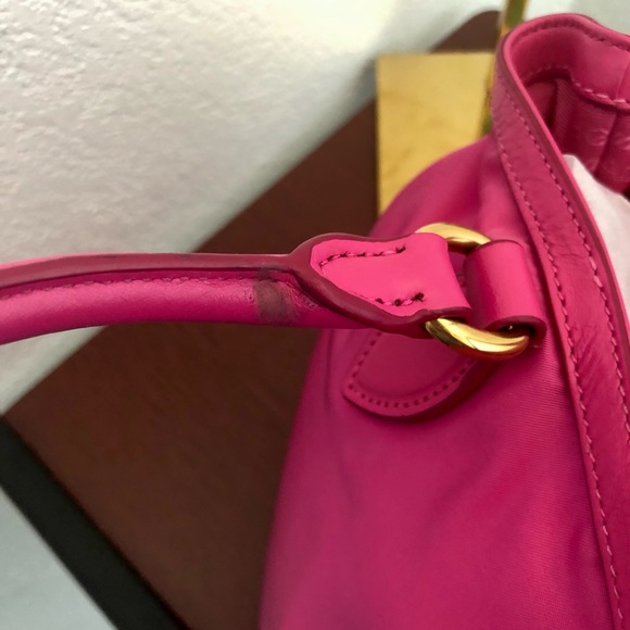 Prada tessuto leather & nylon in beautiful hot pink with 2 straps - Picture 7 of 15